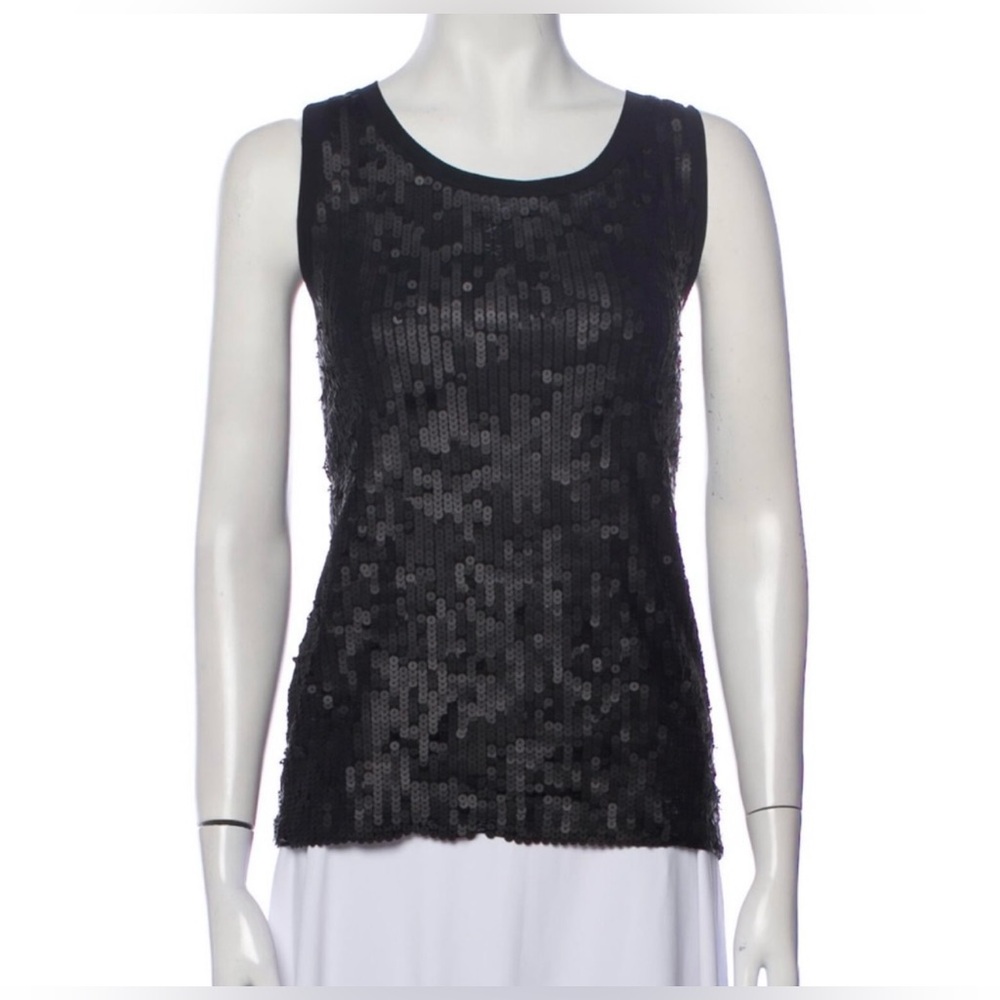 PRADA Sport Sequin Scoop Neck Tank Top (BLACK, Size M)